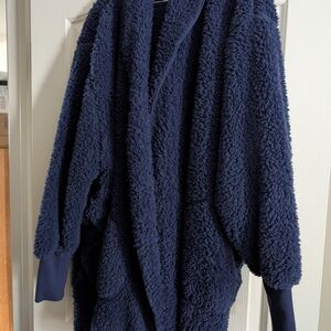 Cozy Navy Blue Fleece Cardigan